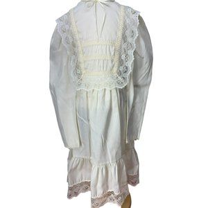 Vintage Bonnie Jean Off White Sz Girl's 8 Long Sleeve Cottage core Prairie Dress